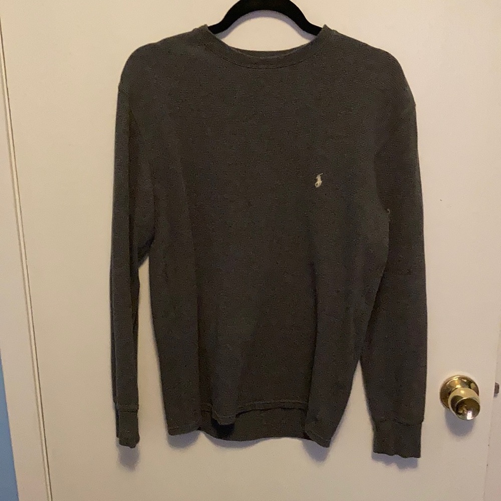 Polo long sleeve grey men’s waffle shirt